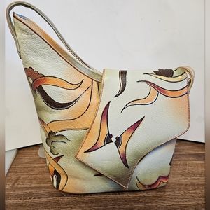 Magnifque Asymmetric Handpainted Leather Shoulder Bag